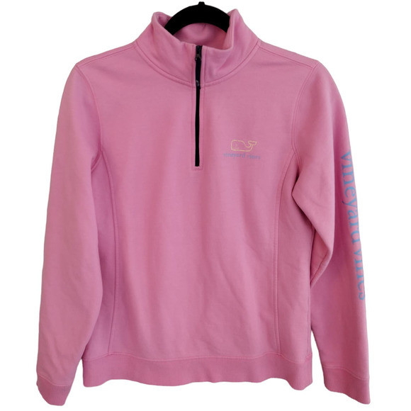 Vineyard Vines Tops - Vineyard Vines | Pink Vintage Whale 1/4 Zip Long Sleeve Fleece Pull-Over